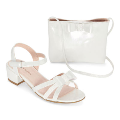 girls white heeled sandals