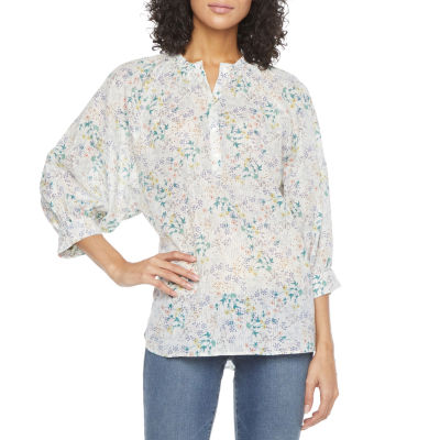 a.n.a Womens Crew Neck 3/4 Sleeve Henley Shirt JCPenney