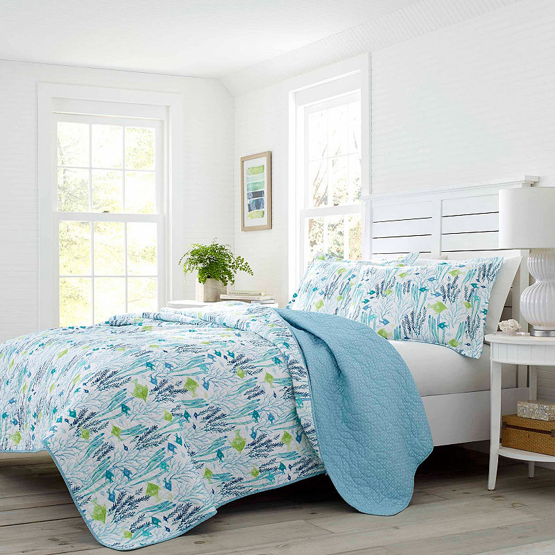 UPC 883893561311 product image for Laura Ashley Seaweed Fish Quilt Set | upcitemdb.com