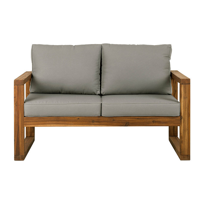 Walker Edison Open Side Patio Loveseat with Cushions