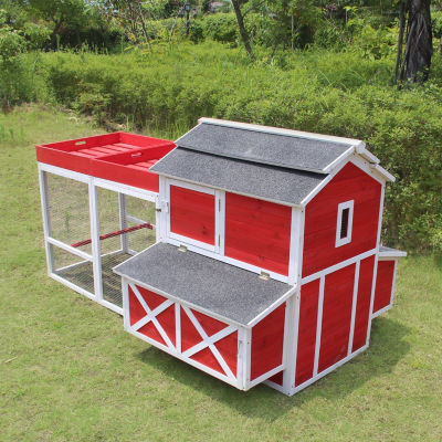 Zoovilla Red Barn Chicken Coop With Rooftop Planter