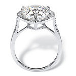 DiamonArt® Womens White Cubic Zirconia Platinum Over Silver Pear Cocktail Ring