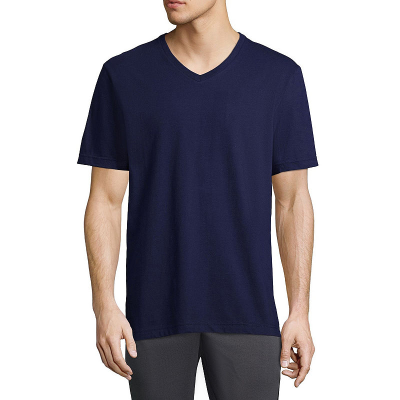 Xersion Mens V Neck Short Sleeve T-Shirt, Size Small, Blue