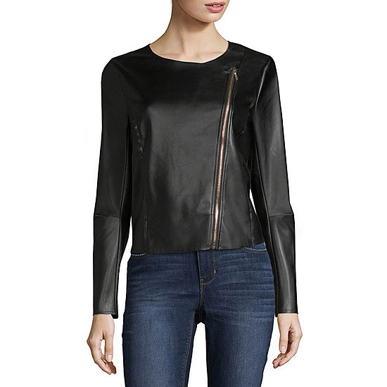 Worthington Zip Front Faux Leather Jacket - JCPenney