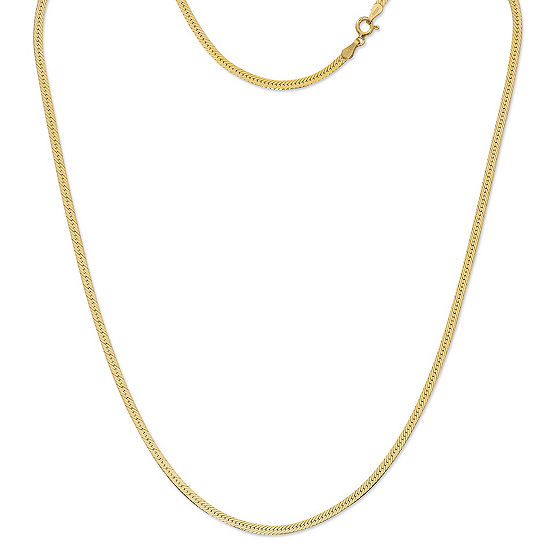 Made in Italy 24K Gold Over Silver Sterling Silver 20 Inch Solid Herringbone Chain Necklace