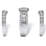 DiamonArt® Womens White Cubic Zirconia Platinum Over Silver Square Bridal Set