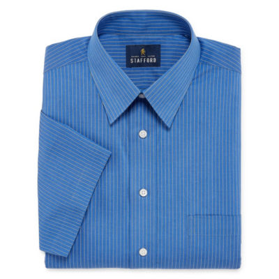 Stafford Mens Short Sleeve Wrinkle Free Stain Resistant Stretch Super Shirt Big and Tall Dress Shirt