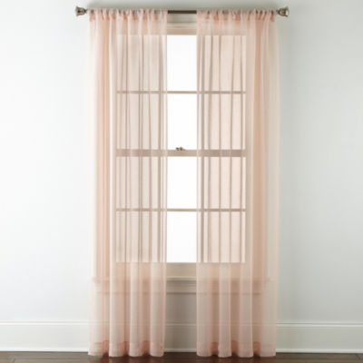 Home Expressions Casual Stripe Sheer 2 Pack Rod Pocket Curtain