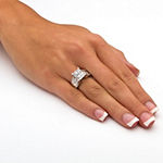 DiamonArt® Womens 4 3/4 CT. T.W. White Cubic Zirconia Platinum Over Silver Rectangular Engagement Ring