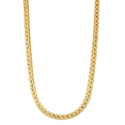 14K Gold Over Silver 20 Inch Solid Wheat Chain Necklace