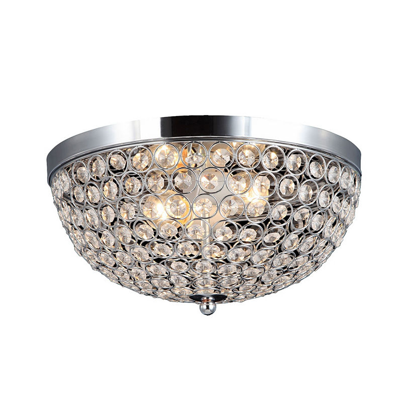 Elegant Designs 2 Light Elipse Crystal Flush Mount Ceiling Light, Silver