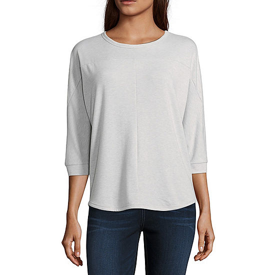 a.n.a-Womens Round Neck 3/4 Sleeve T-Shirt - JCPenney