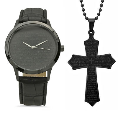 Steeltime Mens Lord S Prayer Black Strap Watch 998 019 W 618 579 P Jcpenney