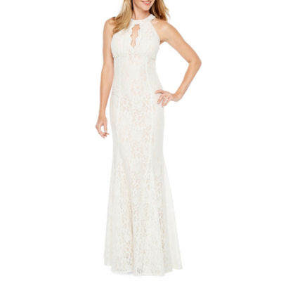 r & m richards sleeveless embellished halter evening gown