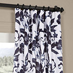 Exclusive Fabrics & Furnishing Hibiscus Light-Filtering Rod Pocket Back Tab Single Curtain Panel