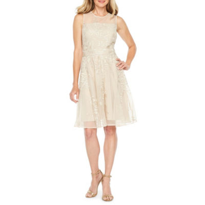 j taylor sleeveless embroidered party dress