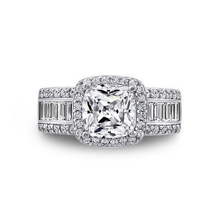 DiamonArt Womens White Cubic Zirconia Sterling Silver Engagement Ring, 10