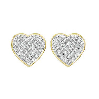 1/4 CT. T.W. Genuine White Diamond 10K Gold 10.2mm Heart Stud Earrings