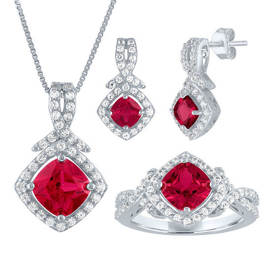 Lab Created Red Ruby Sterling Silver Jewelry Set, Color: Ruby - JCPenney