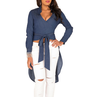 women's long sleeve wrap top