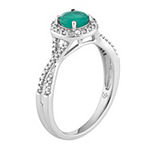 Womens 1/4 CT. T.W. Genuine Green Emerald 10K White Gold Cocktail Ring