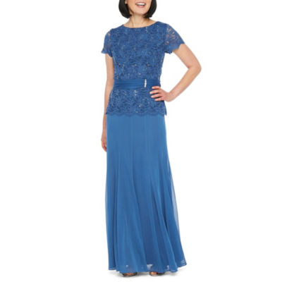 onyx nites short sleeve lace evening gown