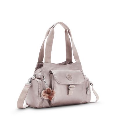 kipling felix large metallic handbag