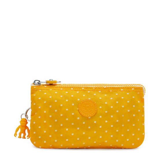 Creativity Large Printed Pouch, Soft Dot Yellow, large