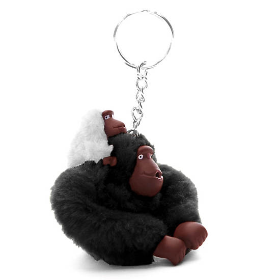 Mom and Baby Sven Monkey Keychain, Black, large