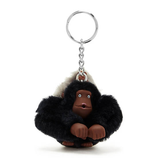 Mom and Baby Sven Monkey Keychain, Black Tonal, large Mom and Baby Sven Monkey Keychain, Black Tonal, large