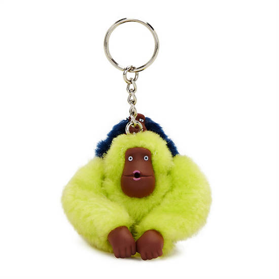 Mom and Baby Sven Monkey Keychain, Tennis Lime, large