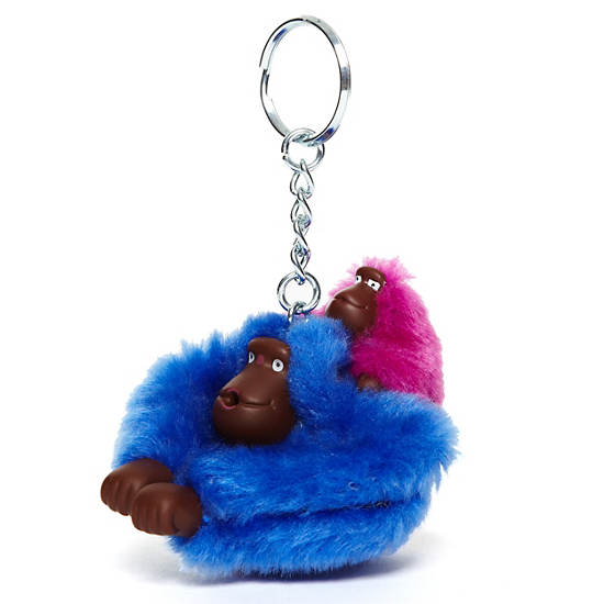 Mom and Baby Sven Monkey Keychain, Fresh Floral, large