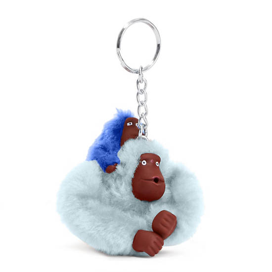 Mom and Baby Sven Monkey Keychain, Cosmic Blue, large