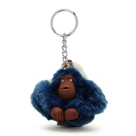 Mom and Baby Sven Monkey Keychain, Polar Blue, large