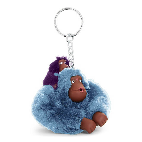 Mom and Baby Sven Monkey Keychain, Admiral Blue, large