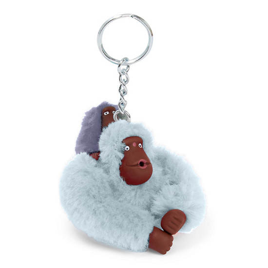 Mom and Baby Sven Monkey Keychain, Moon Blue Patch, large