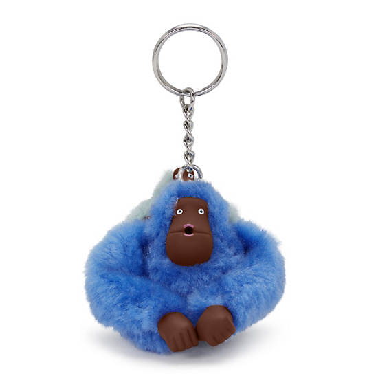 Mom and Baby Sven Monkey Keychain, Bouncy Blue, large