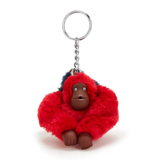 Mom and Baby Sven Monkey Keychain, Cherry Tonal, large Mom and Baby Sven Monkey Keychain, Cherry Tonal, large
