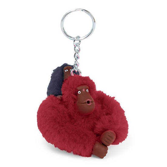 Mom and Baby Sven Monkey Keychain, Brick Red, large