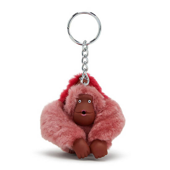 Mom and Baby Sven Monkey Keychain, Sweet Pink, large
