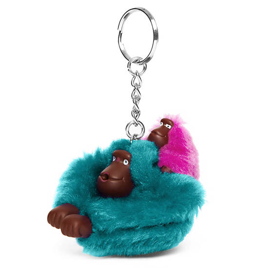 Mom and Baby Sven Monkey Keychain, Grand Rose, large