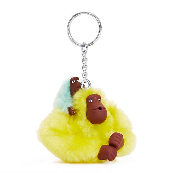 Mom and Baby Sven Monkey Keychain, Solar Yellow Varsity, large