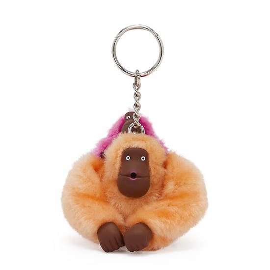 Mom and Baby Sven Monkey Keychain, Obvious Orange, large