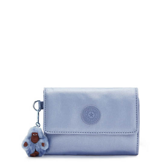 Pixi Medium Metallic Organizer Wallet, Clear Blue Metallic, large