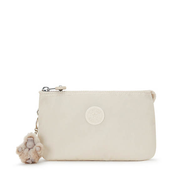 Creativity Large Metallic Pouch, Beige Pearl, large