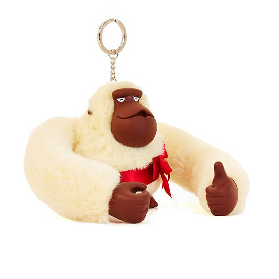 Extra Large Monkey Keychain, White, large