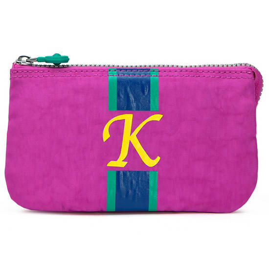 Creativity Large Pouch With Initial, Pink Orchid Multi, large