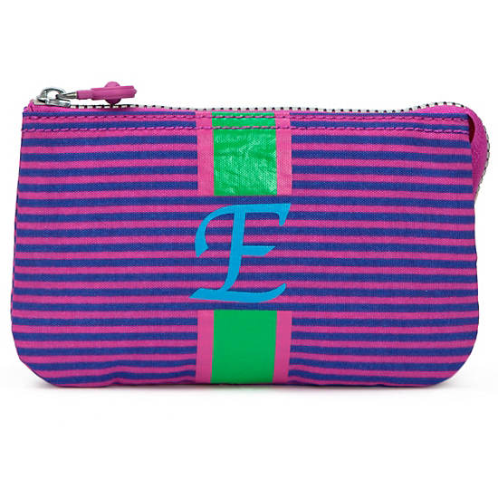 Creativity Large Pouch With Initial, Grapefruit Tonal Zipper, large