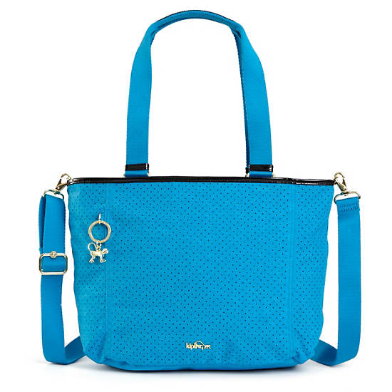 Jaimie Perforated Wristlet Pouch, Aqua Tides Metallic, large Jaimie Perforated Wristlet Pouch, Aqua Tides Metallic, large