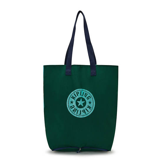 Hip Hurray Packable Tote Bag, Jungle Green Trq, large